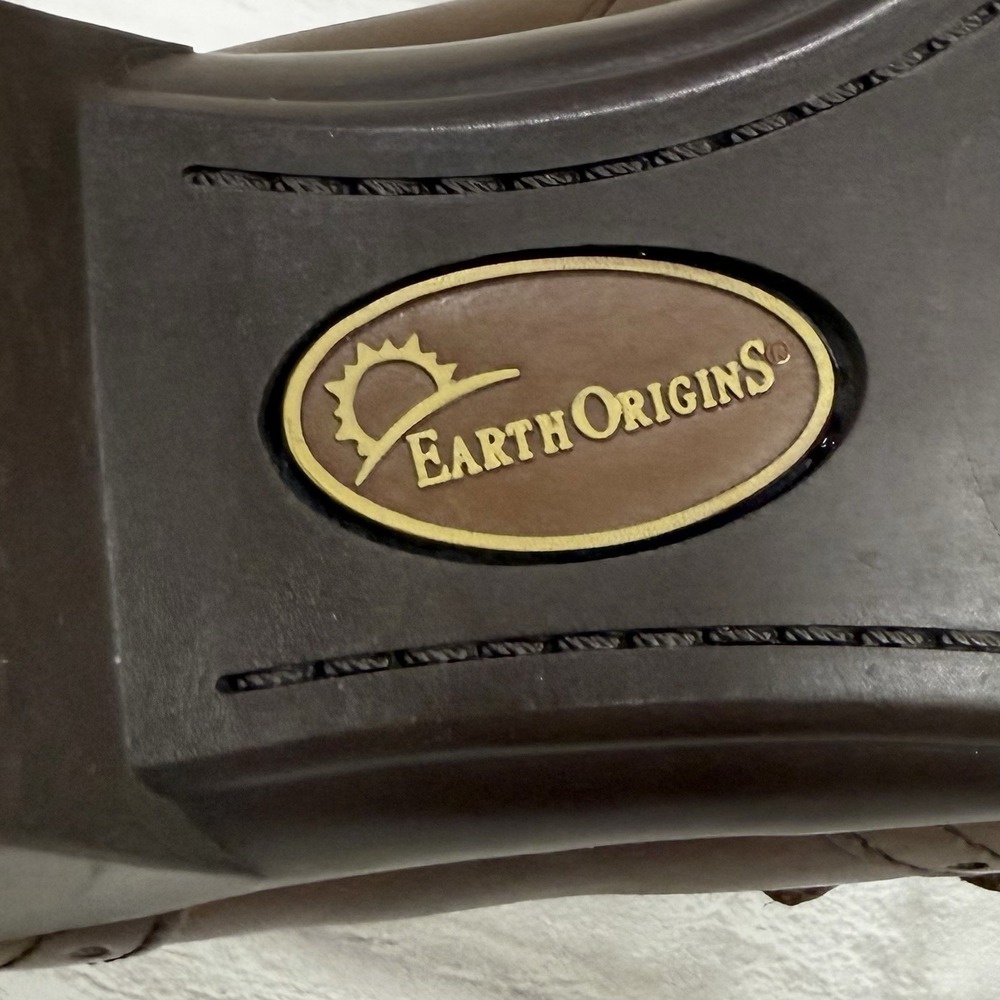 Earth Origins Carma 5 Women's 10M Brown Leather Wingtip Mary Jane Slip On Heels - Picture 8 of 13